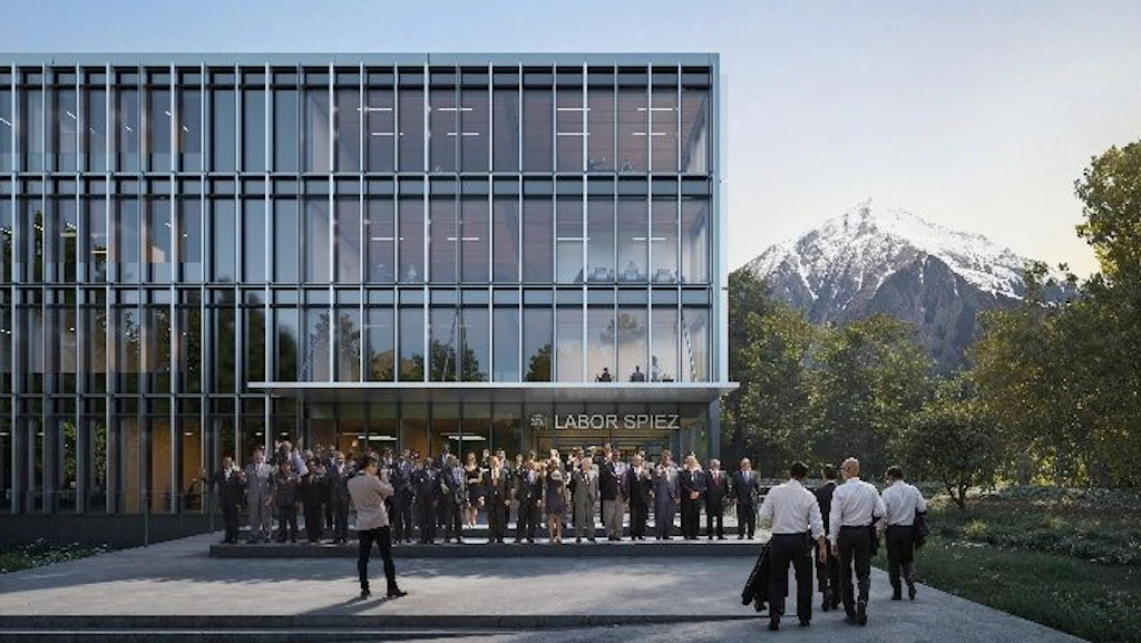 Aussenansicht Gebäude Front Labor Spiez